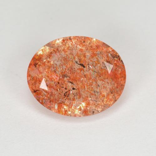 Piedra sol naranja natural de 3,15 ct, corte óvalo, transparente