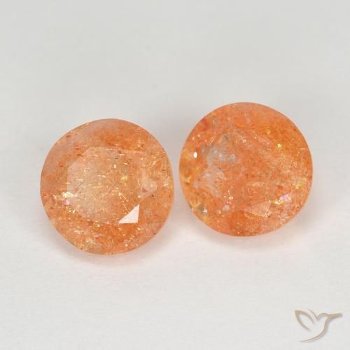 Gemas de Piedrasol Naranja claro medio natural de 2.69 ct, Redondo, Transparente