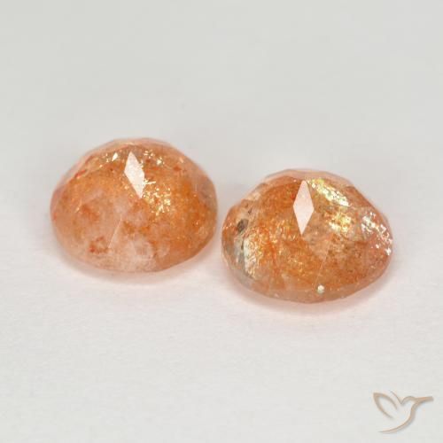 Gemas de Piedrasol Naranja claro medio natural de 2.69 ct, Redondo, Transparente