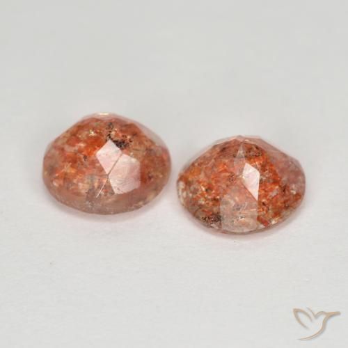 Gemas de Piedrasol Naranja rojizo natural de 2.08 ct, Redondo, Transparente
