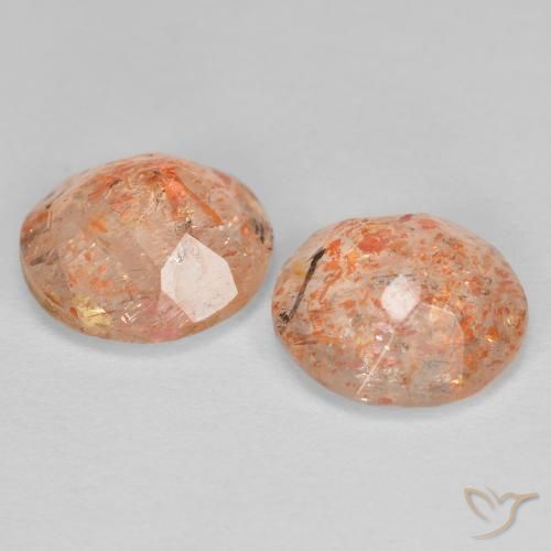 Gemas de Piedrasol Naranja claro natural de 2.05 ct, Redondo, Transparente