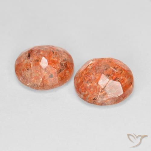 Gemas de Piedrasol Naranja rojizo natural de 2.16 ct, Redondo, Translúcido
