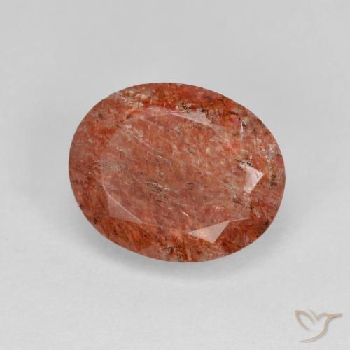 Piedrasol Naranja cálido natural de 3.12 ct, Ovalada, Translúcido