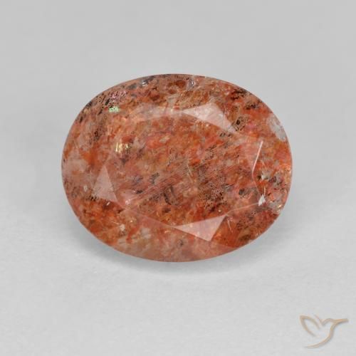 3.40ct Natural Naranja cálido Piedrasol, Ovalada, Translúcido