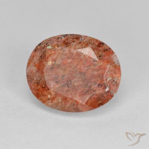 Piedrasol Naranja cálido natural de 3.40 ct, Ovalada, Translúcido