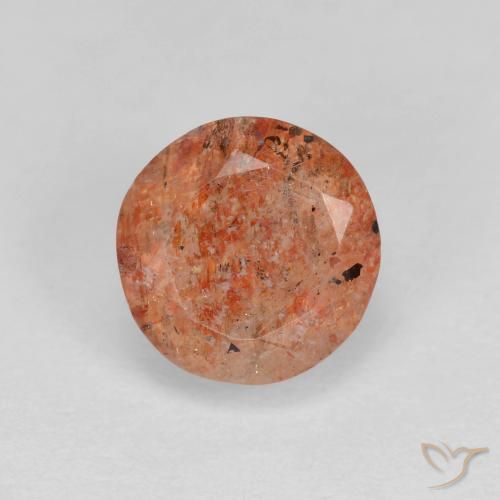 1.45ct Natural Naranja cálido Piedrasol, Redondo, Translúcido