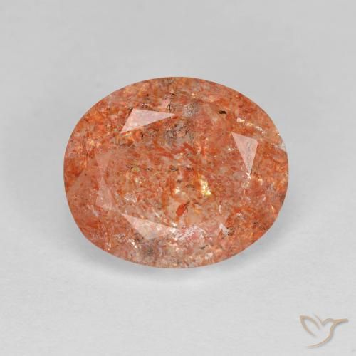 3.19ct Natural Naranja rojizo Piedrasol, Ovalada, Transparente