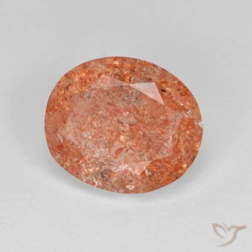 Piedrasol Naranja rojizo natural de 3.19 ct, Ovalada, Transparente
