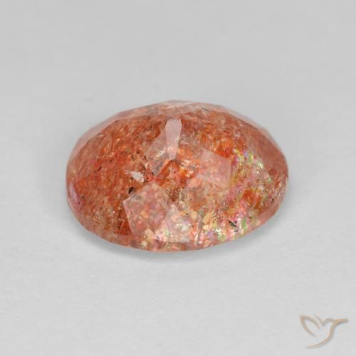 Piedrasol Naranja rojizo natural de 3.19 ct, Ovalada, Transparente