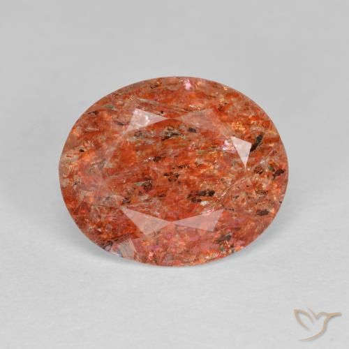2.80ct Natural Naranja rojizo Piedrasol, Ovalada, Transparente