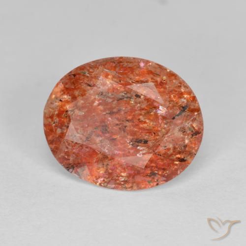 Piedrasol Naranja rojizo natural de 2.80 ct, Ovalada, Transparente