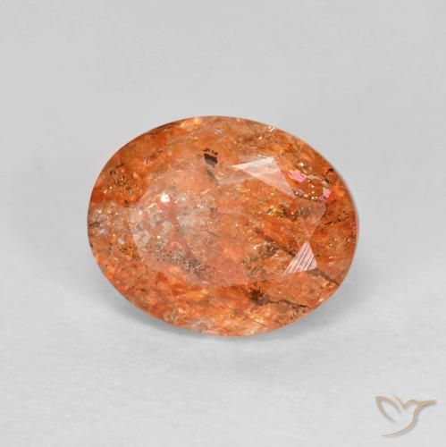 Piedrasol Naranja claro natural de 2.93 ct, Ovalada, Transparente
