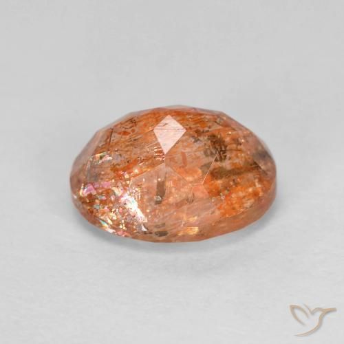 Piedrasol Naranja claro natural de 2.93 ct, Ovalada, Transparente