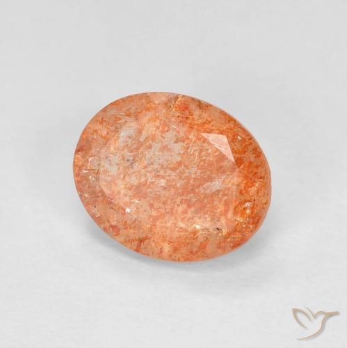 Piedrasol Naranja oscuro natural de 2.28 ct, Ovalada, Transparente