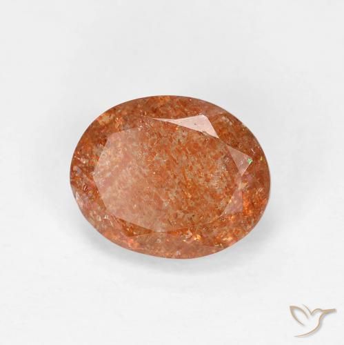 Piedrasol Naranja rojizo natural de 2.41 ct, Ovalada, Transparente