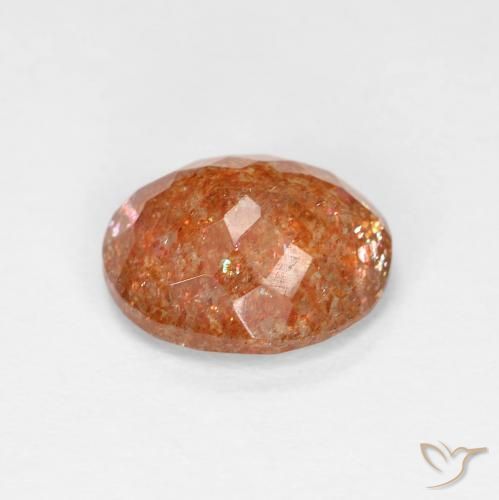 Piedrasol Naranja rojizo natural de 2.41 ct, Ovalada, Transparente