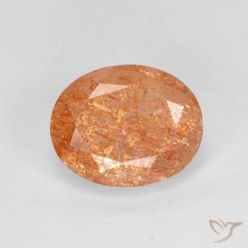 2.60ct Natural Naranja rojizo Piedrasol, Ovalada, Transparente