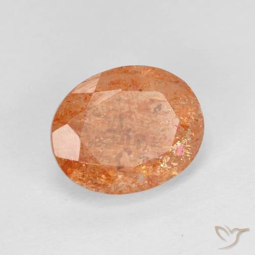 Piedrasol Naranja rojizo natural de 2.60 ct, Ovalada, Transparente