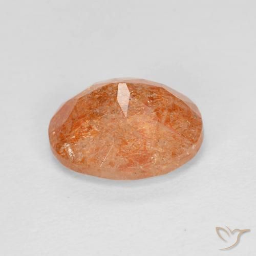 Piedrasol Naranja rojizo natural de 2.60 ct, Ovalada, Transparente