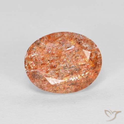 Piedrasol Naranja medio natural de 2.62 ct, Ovalada, Transparente