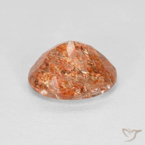 Piedrasol Naranja medio natural de 2.62 ct, Ovalada, Transparente