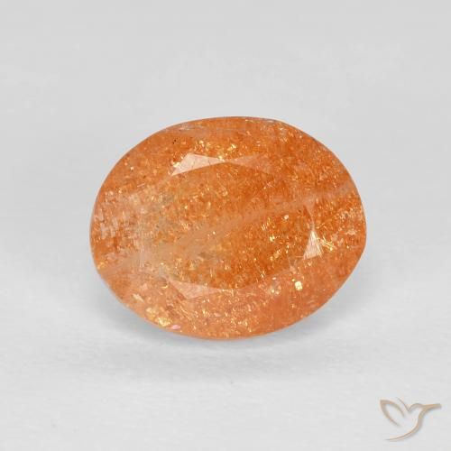 Piedrasol Naranja oscuro natural de 2.51 ct, Ovalada, Transparente