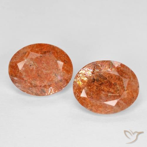 Gemas de Piedrasol Naranja rojizo natural de 4.80 ct, Ovalada, Transparente