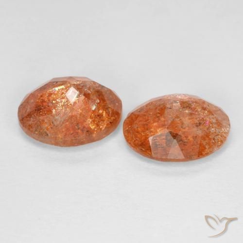 Gemas de Piedrasol Naranja rojizo natural de 4.80 ct, Ovalada, Transparente