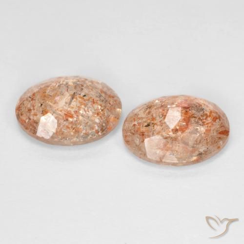 Gemas de Piedrasol Naranja claro natural de 4.08 ct, Ovalada, Transparente