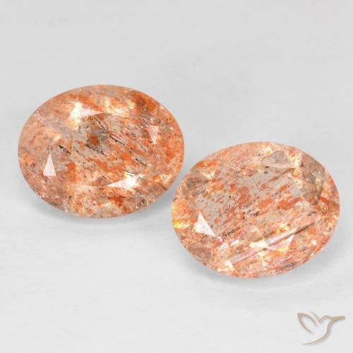 Gemas de Piedrasol Naranja claro natural de 5.07 ct, Ovalada, Transparente
