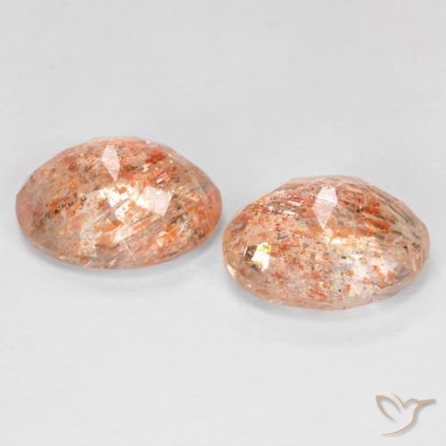 Gemas de Piedrasol Naranja claro natural de 5.07 ct, Ovalada, Transparente