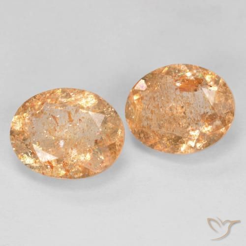 Gemas de Piedrasol Dorado durazno claro natural de 4.83 ct, Ovalada, Transparente