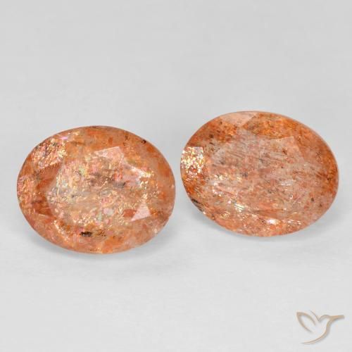 Gemas de Piedrasol Naranja medio natural de 4.92 ct, Ovalada, Transparente