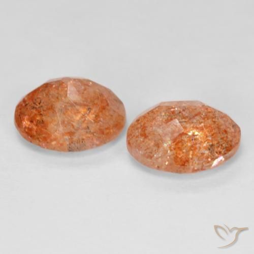 Gemas de Piedrasol Naranja medio natural de 4.92 ct, Ovalada, Transparente