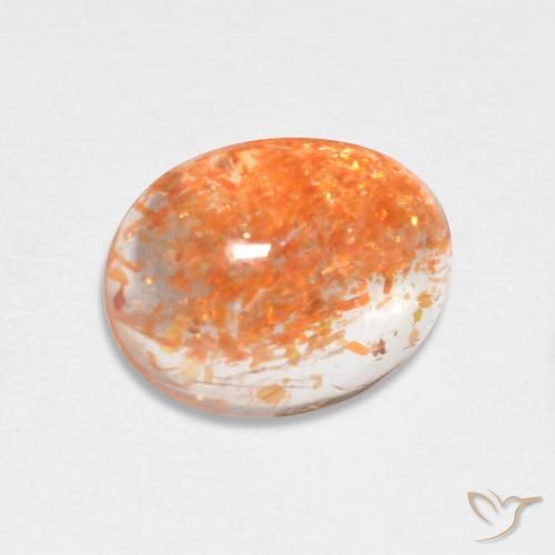 1.73ct Natural Naranja oscuro Piedrasol, Ovalada, Translúcido