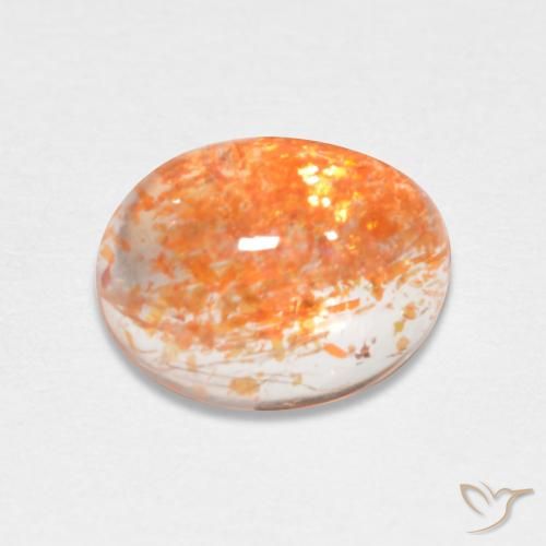 Piedrasol Naranja oscuro natural de 1.73 ct, Ovalada, Translúcido