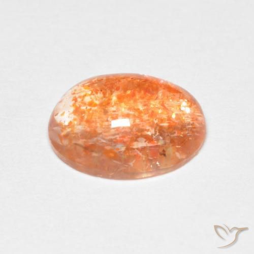 Piedrasol Naranja oscuro natural de 1.73 ct, Ovalada, Translúcido