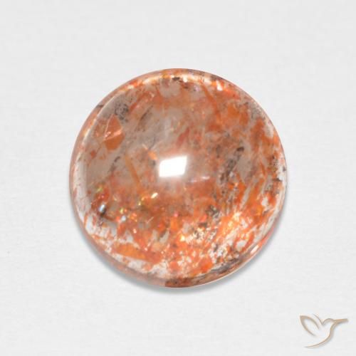 1.98ct Natural Naranja rojizo Piedrasol, Redondo, Translúcido