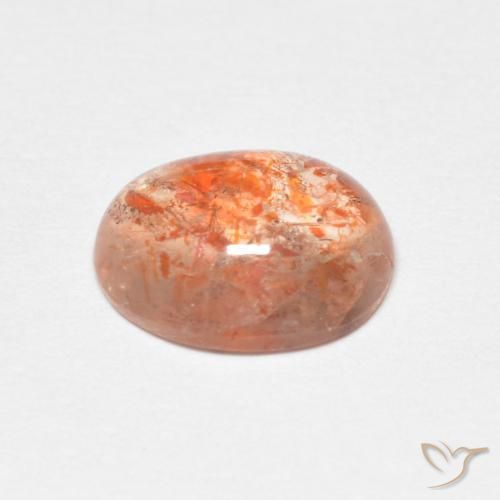 Piedrasol Naranja rojizo natural de 1.82 ct, Ovalada, Translúcido