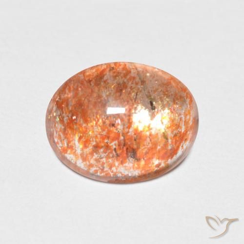 Piedrasol Naranja claro natural de 1.86 ct, Ovalada, Translúcido