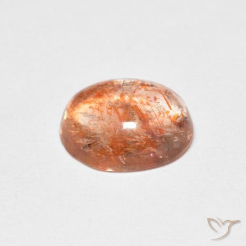 Piedrasol Naranja claro natural de 1.42 ct, Ovalada, Translúcido