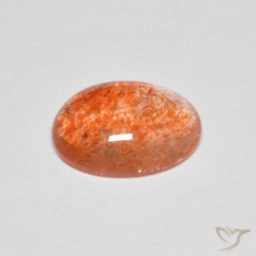 Piedrasol Naranja medio natural de 1.50 ct, Ovalada, Translúcido