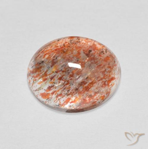 Piedrasol Naranja rojizo natural de 2.17 ct, Ovalada, Translúcido