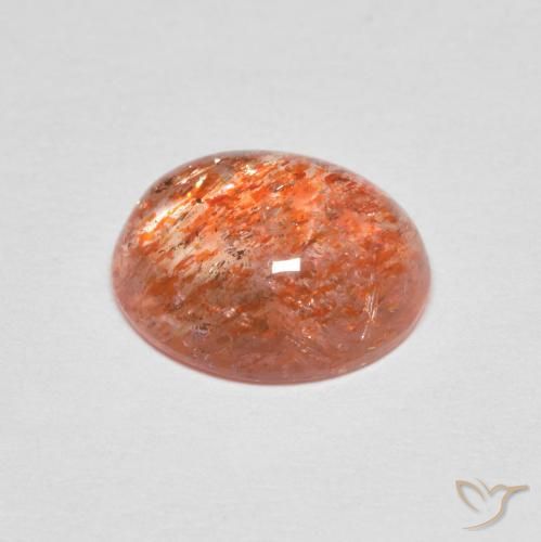 Piedrasol Naranja rojizo natural de 2.17 ct, Ovalada, Translúcido