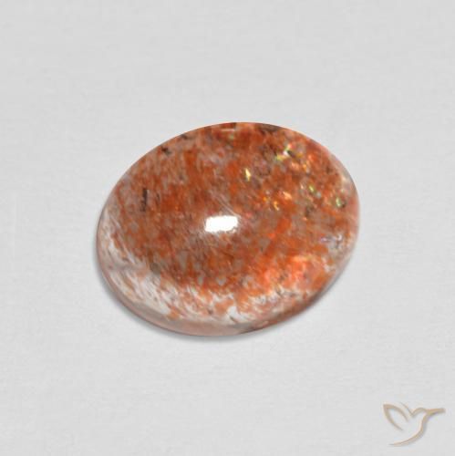 1.70ct Natural Naranja rojizo Piedrasol, Ovalada, Translúcido