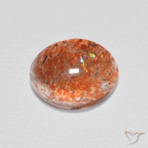 Piedrasol Naranja rojizo natural de 1.70 ct, Ovalada, Translúcido