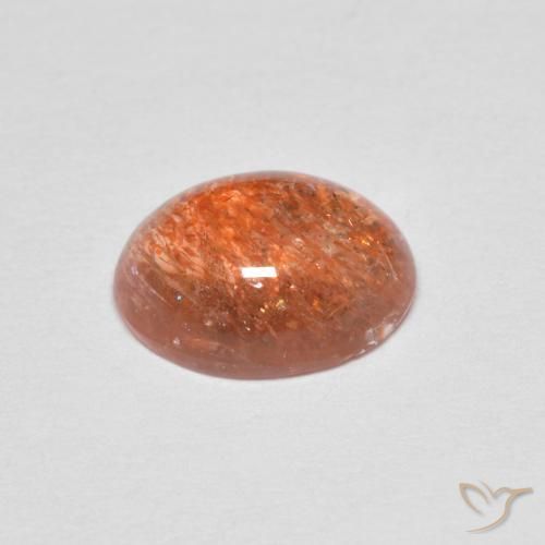 Piedrasol Naranja rojizo natural de 1.70 ct, Ovalada, Translúcido