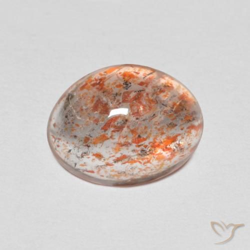 Piedrasol Naranja claro natural de 1.76 ct, Ovalada, Translúcido