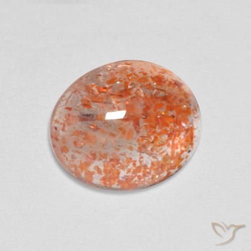 Piedrasol Naranja rojizo natural de 2.07 ct, Ovalada, Translúcido