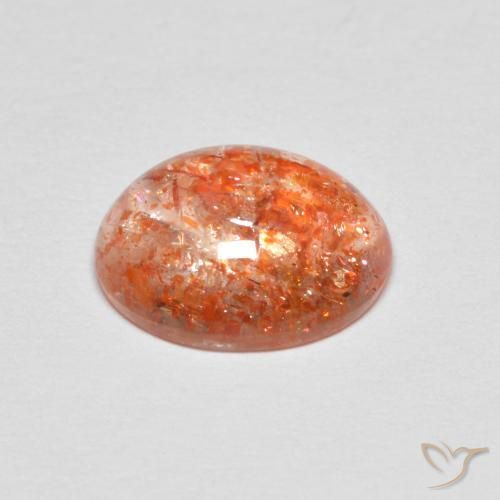 Piedrasol Naranja rojizo natural de 2.07 ct, Ovalada, Translúcido